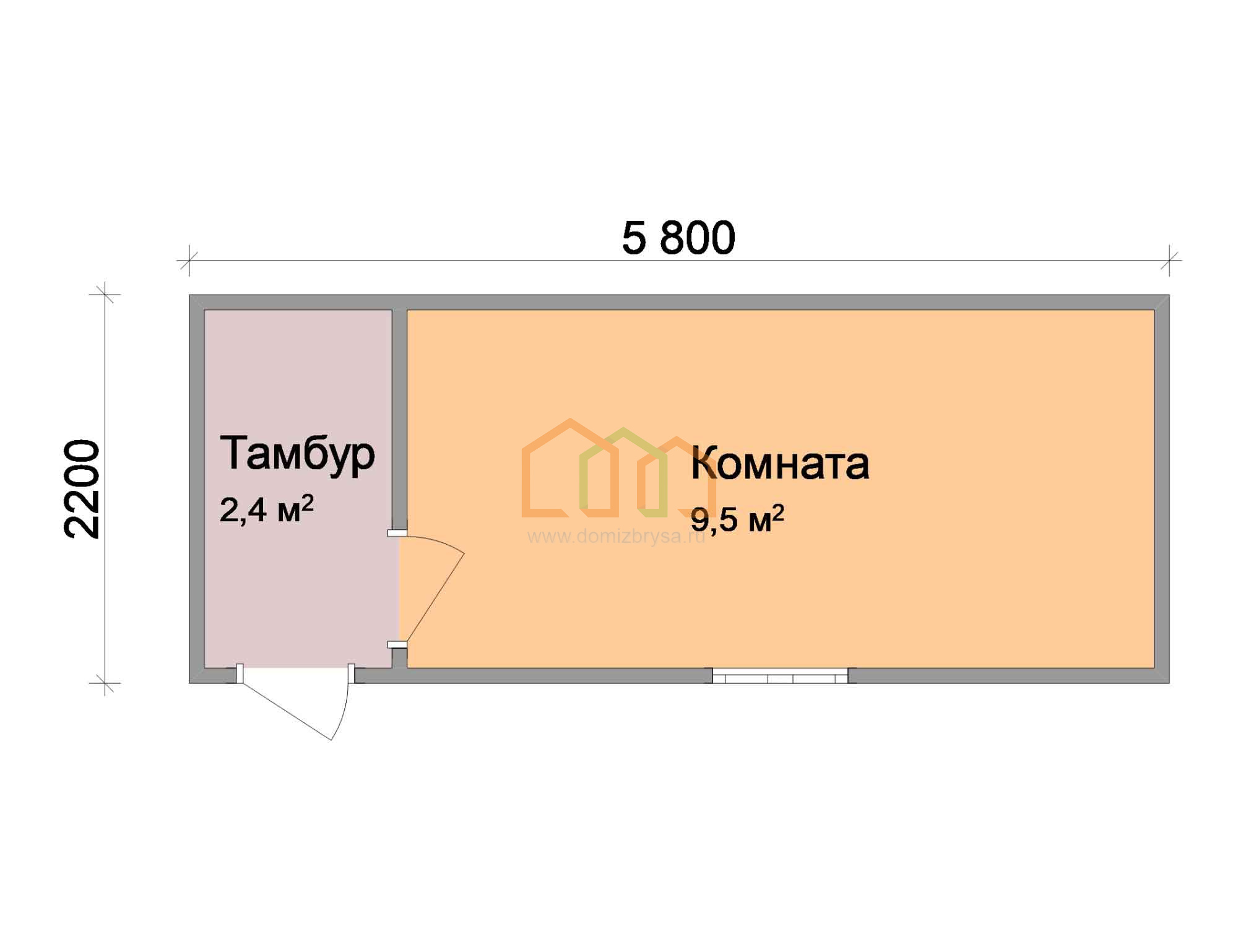 Металлическая бытовка для дачи Гладиолус (С) 5.8x2.2 Площадь: 12.76 м² со  сборкой на участке под ключ в Покрове и области